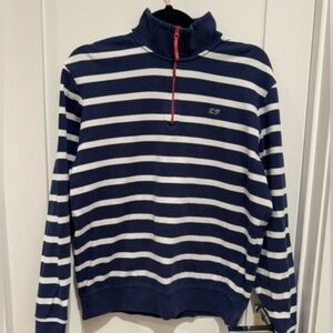 Vineyard Vines Sweater Blue White Striped 1/4 Zip Sweatshirt Mens S nautical y2k